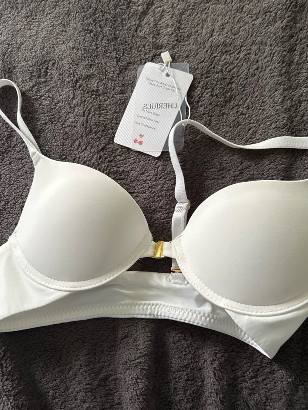 Cherries White Front-Closure Padded Bra